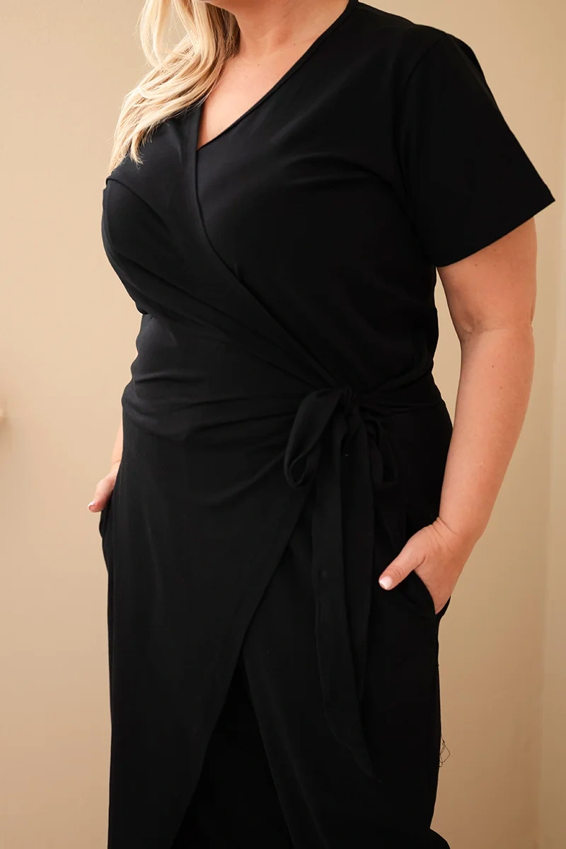 Kesi Dámsky plus size overal s viazaním
