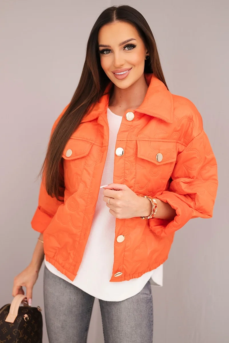 Dámská prošívaná bunda s květinovým vzorem