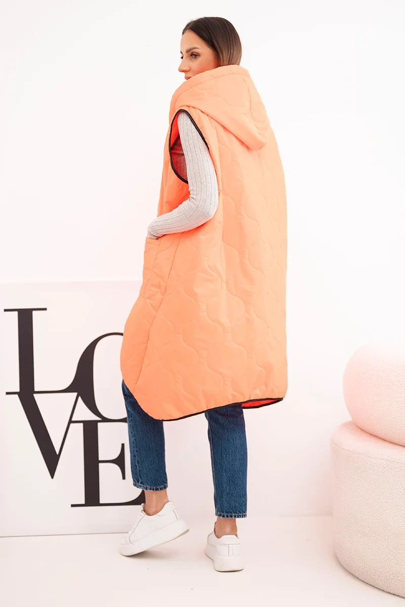 Dámska prešívaná vesta Kesi Włoski, plus size, oranžová