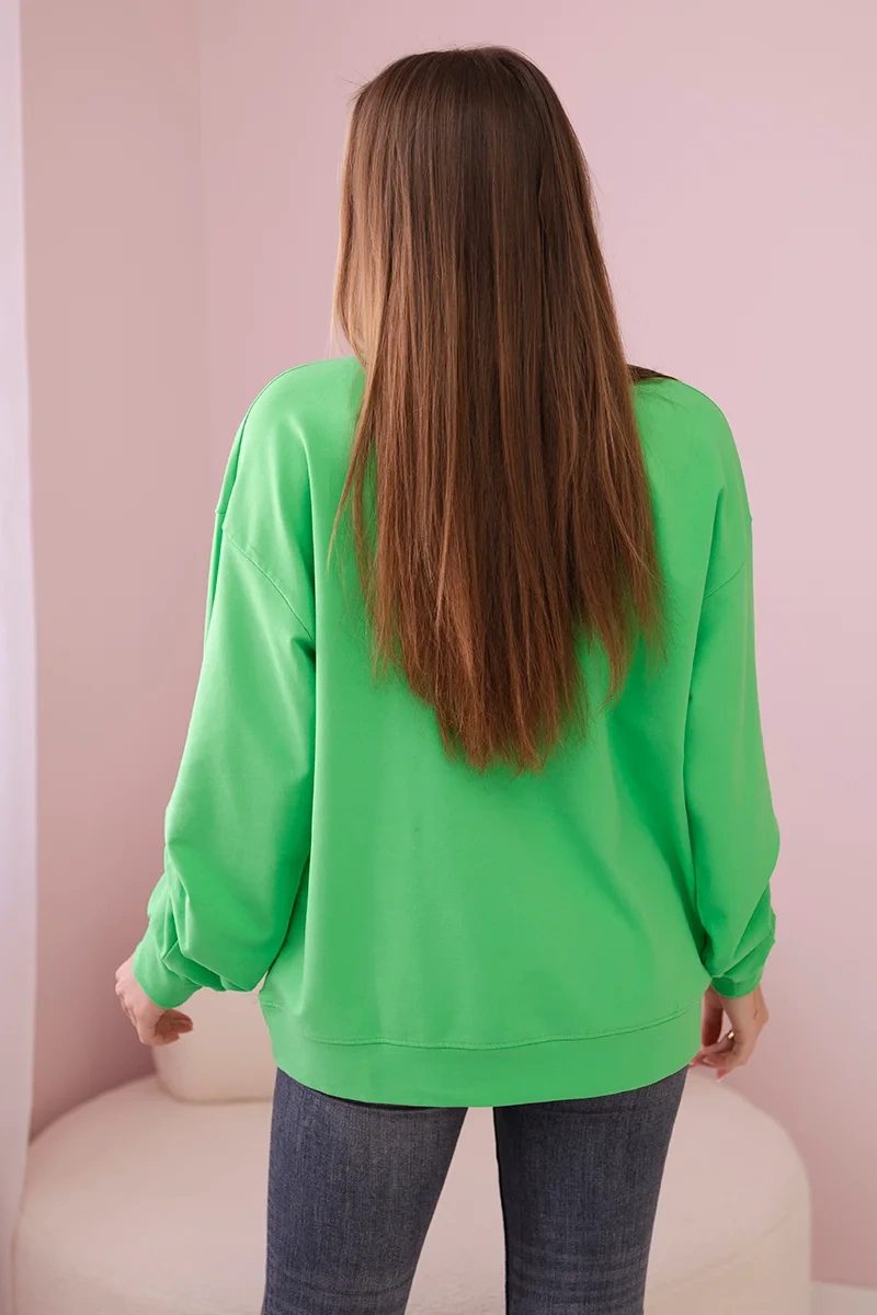 Cotton blouse with bow light green color