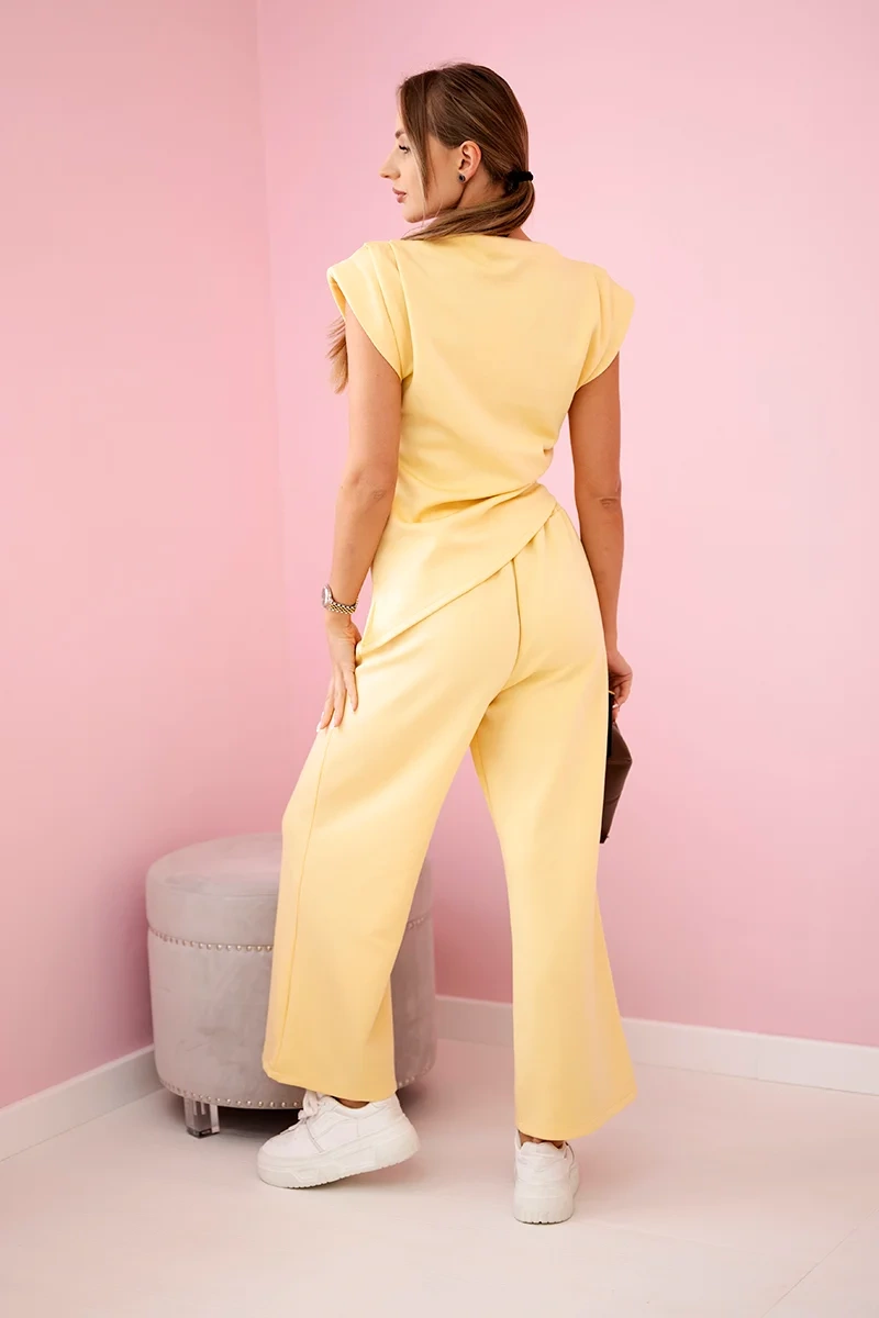 Kesi Włoski Set asymmetrical blouse + pants yellow