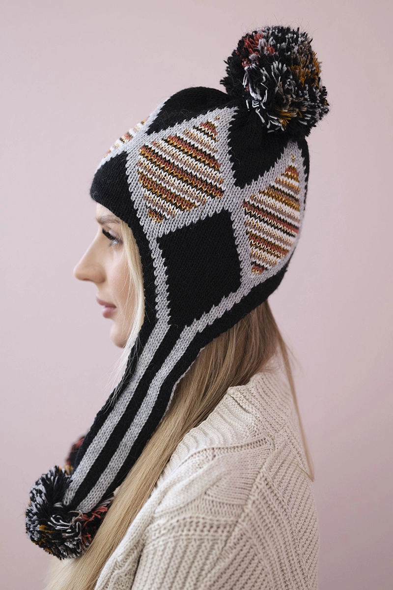 Women&#039;s cap with long ears Eunika K322 black+gray
