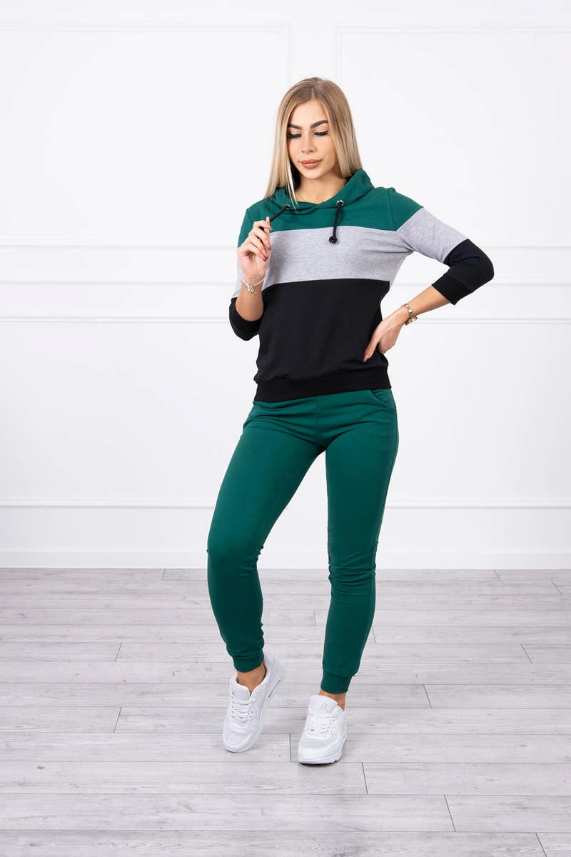 Kesi súprava s farebnými pruhmi zelená+šedá