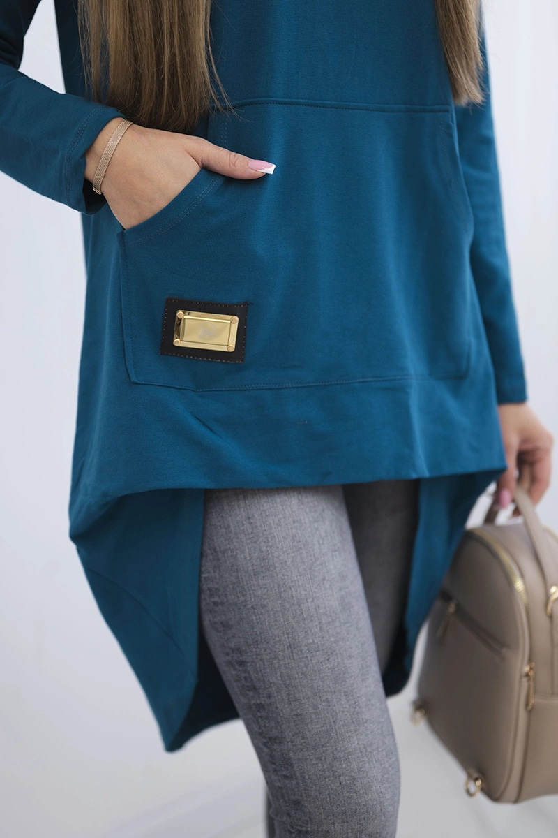 Hoodie with long back and hood marine