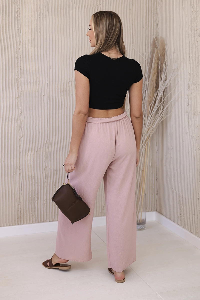 Wide-waisted trousers dark powder pink