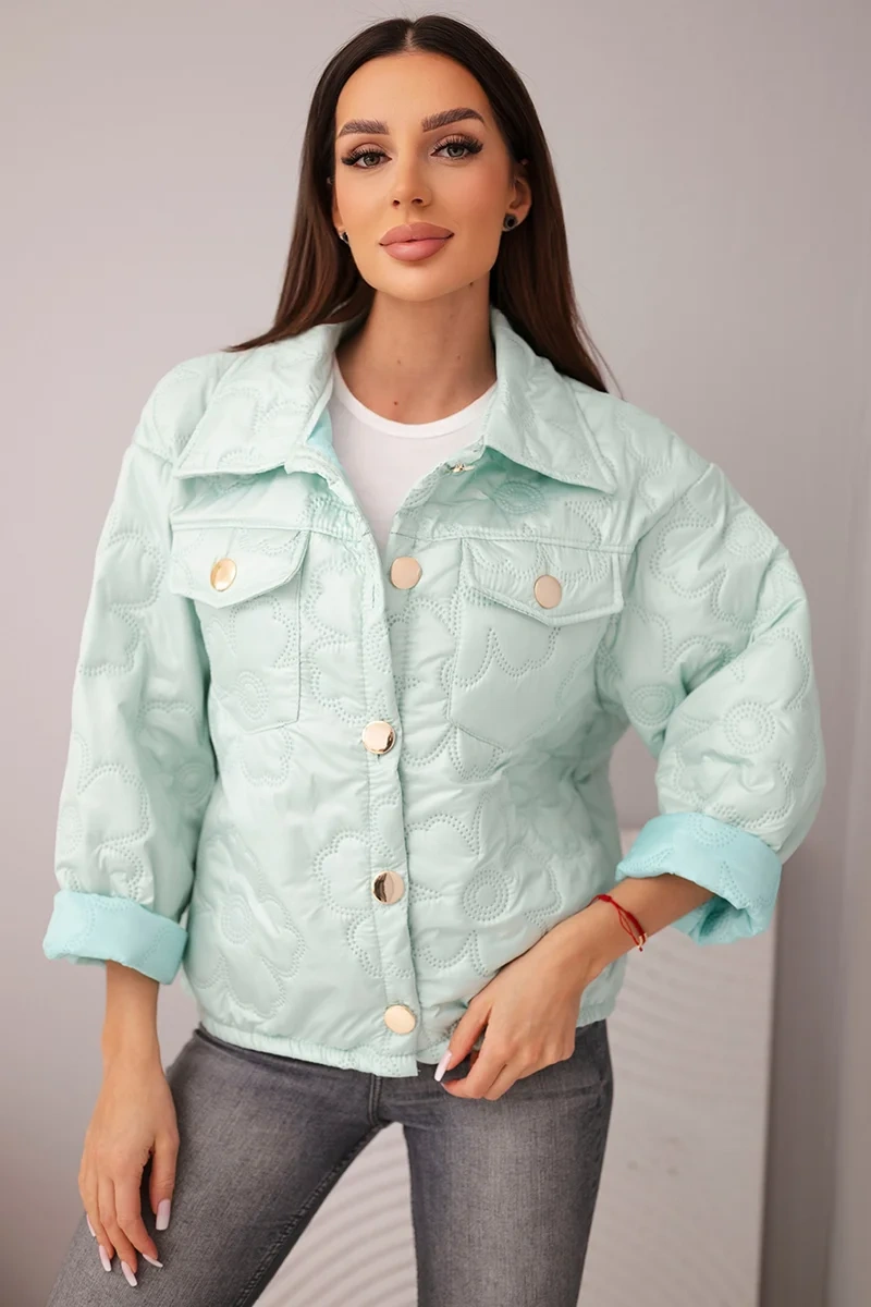 Дамско ватирано яке с флорален мотив