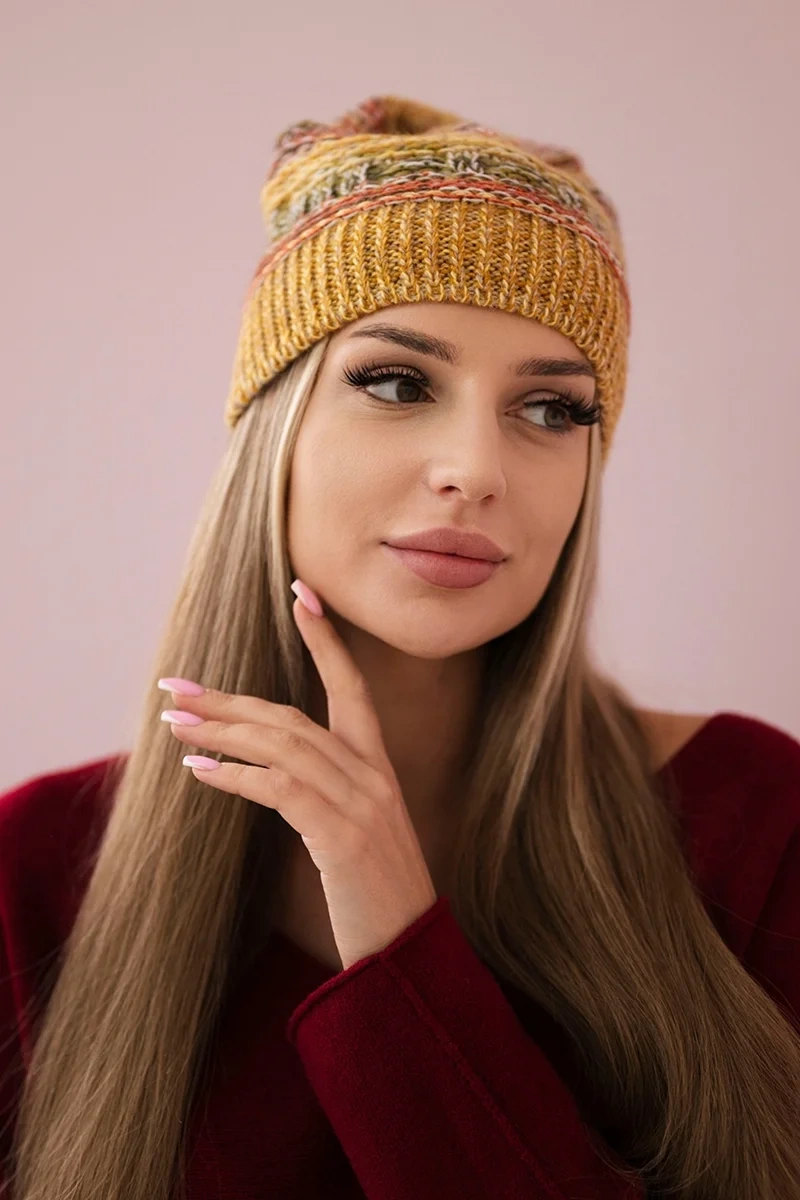Kesi Čapica s fleece Patrycja K254 horčica+khaki