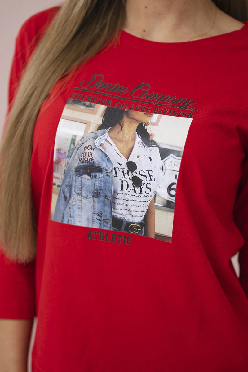 Blouse with Collage print red