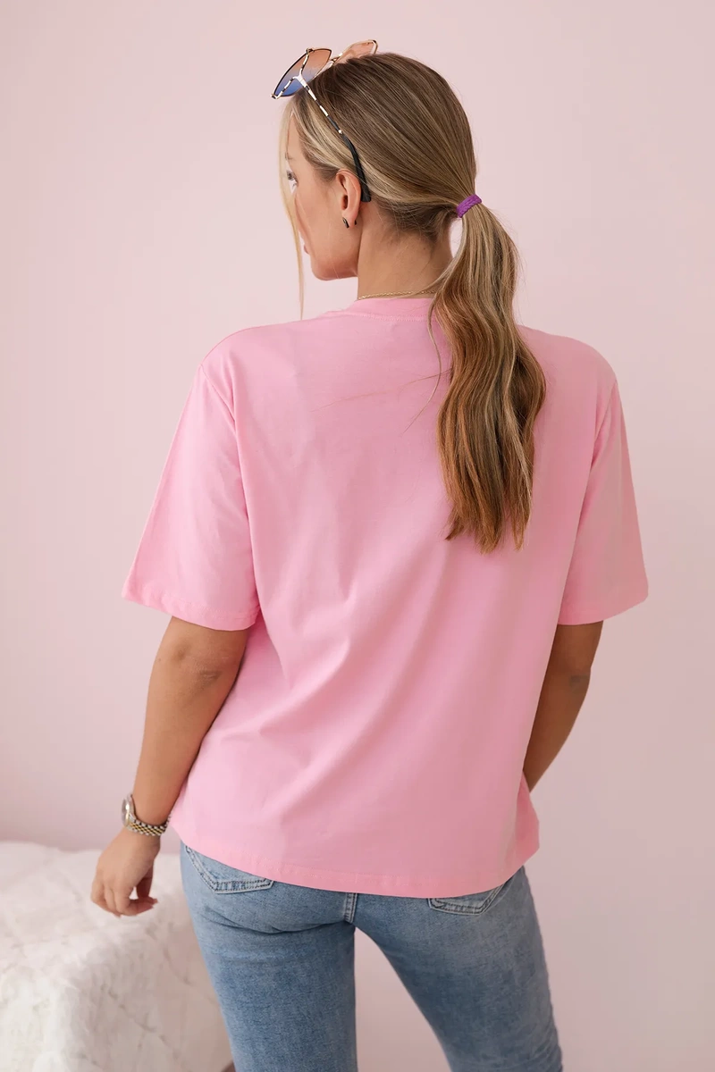 Cotton blouse with pink flower print