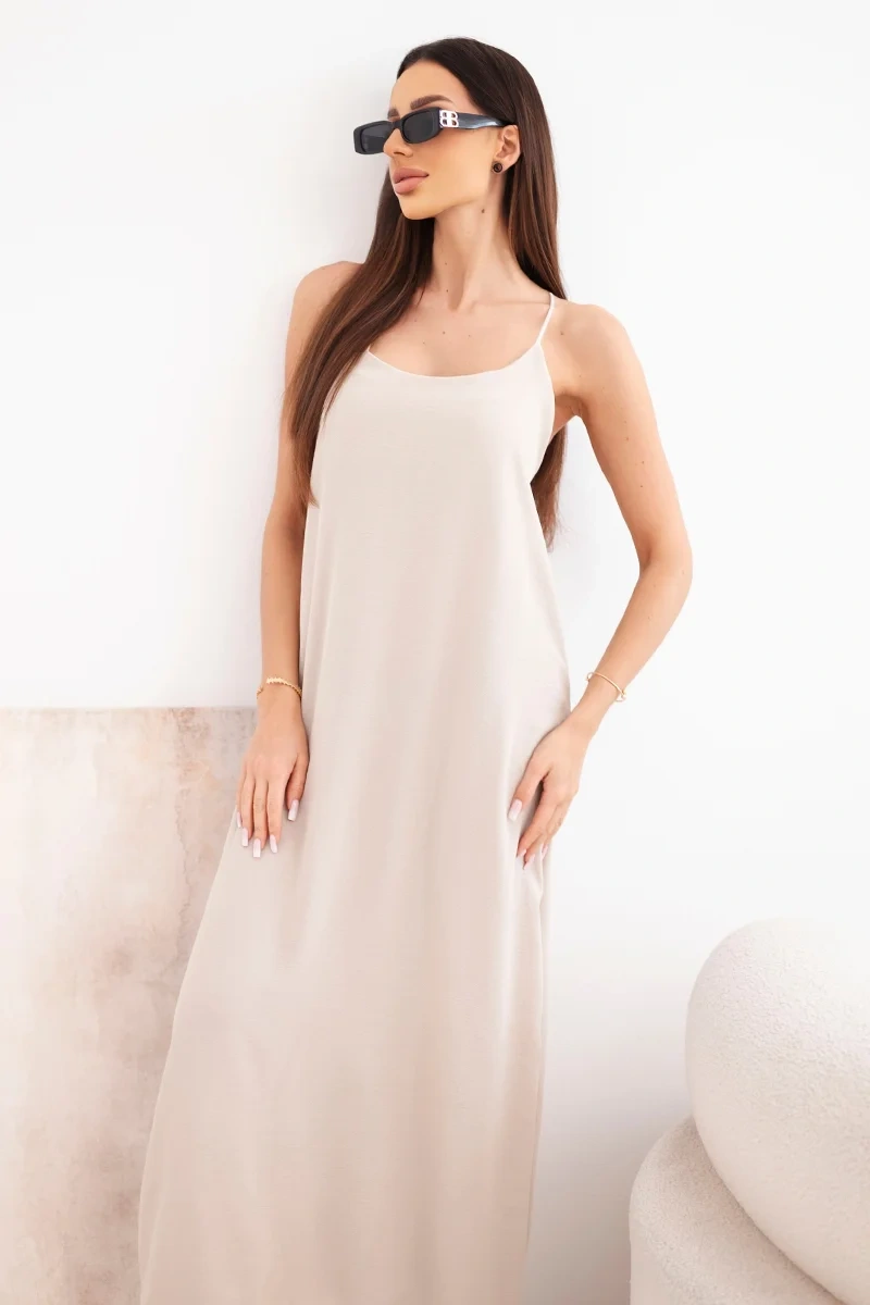 Women's dress with straps - dark beige