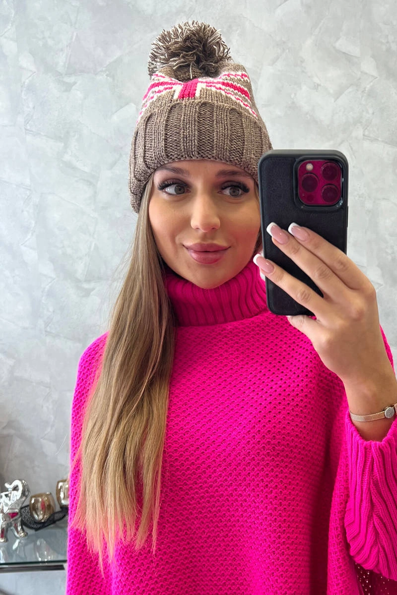 marka niezdefiniowana Cap with a pompom Elizabeth K386 mocca