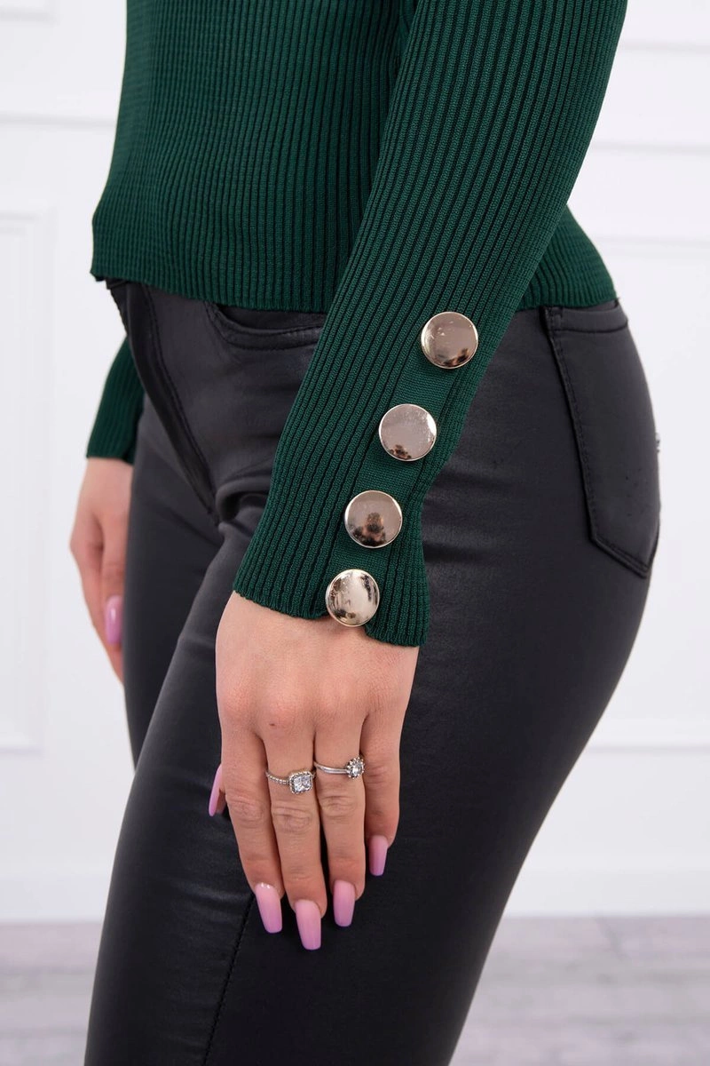 Kesi Fitted sweater blouse with buttons green