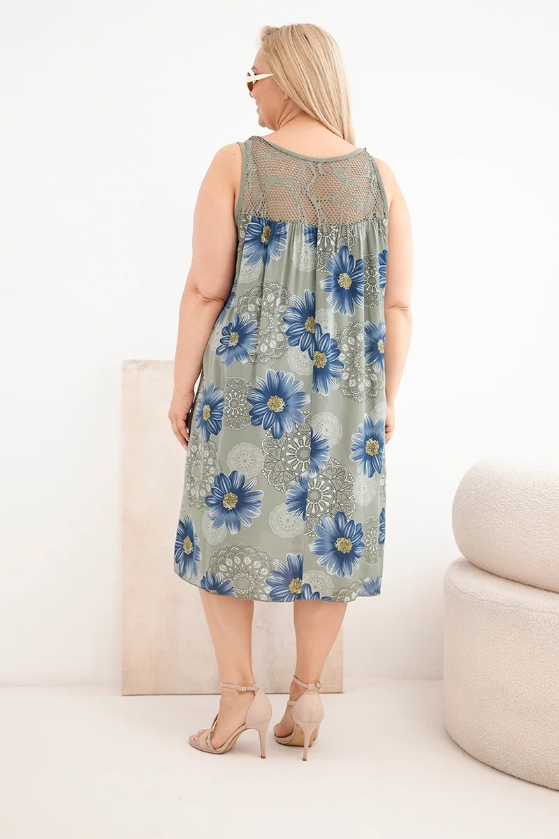Kesi Plus Size dámske kvetinové šaty s čipkou