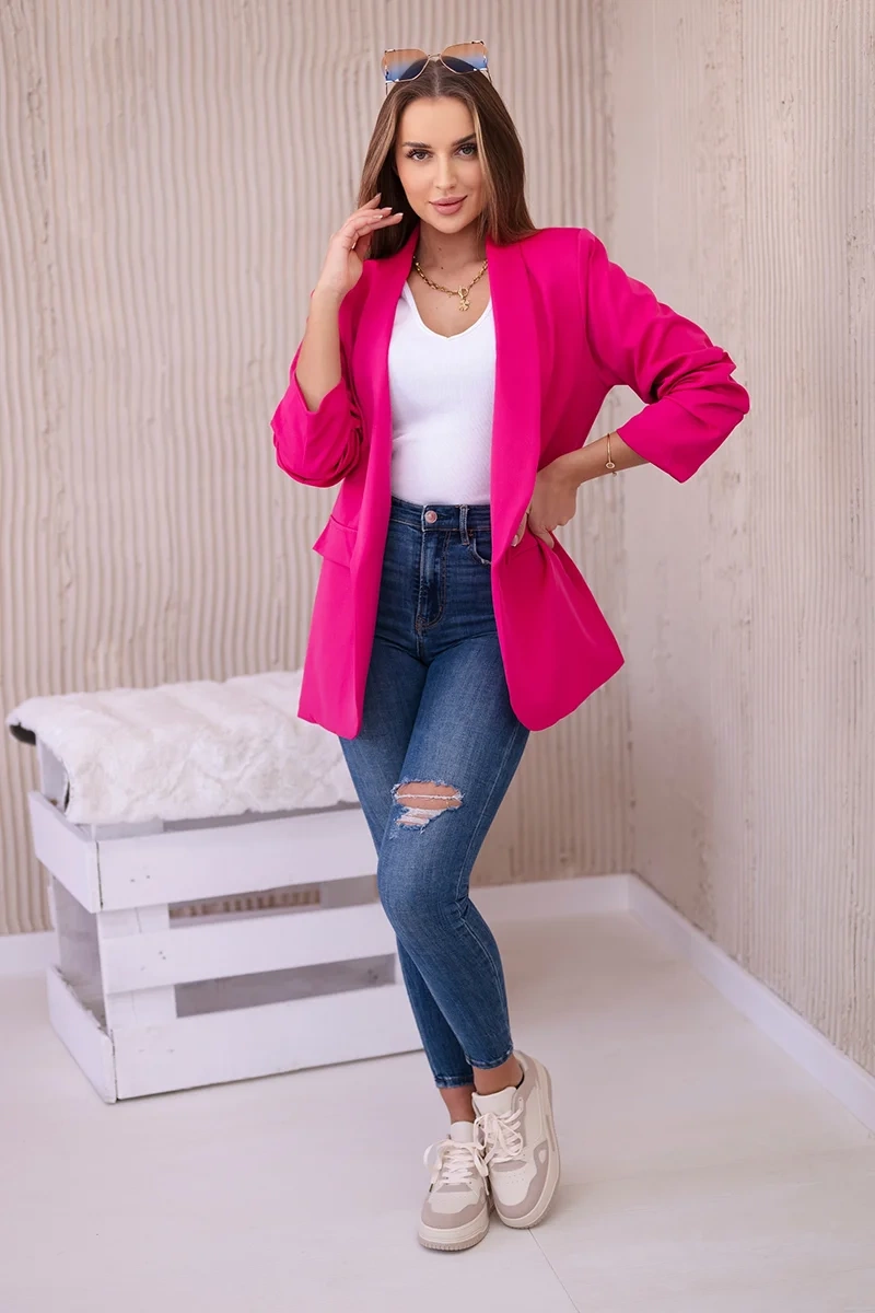 Elegant jacket with fuchsia-coloured lapels