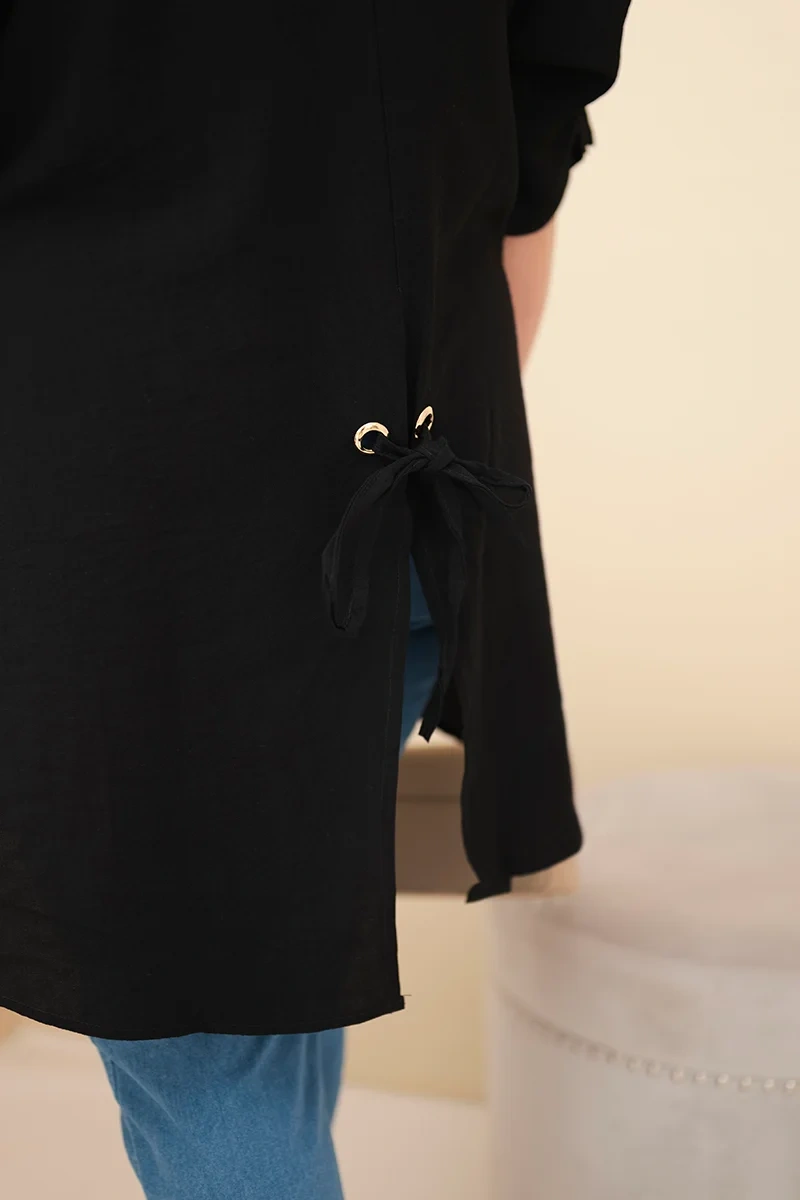 Dámska bavlnená košeľa Kesi Plus Size čierna