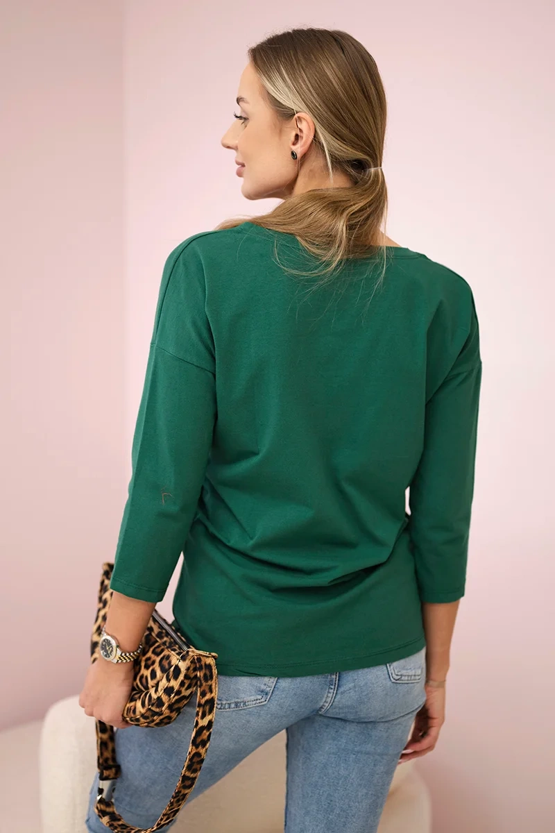 Green blouse with V-neck