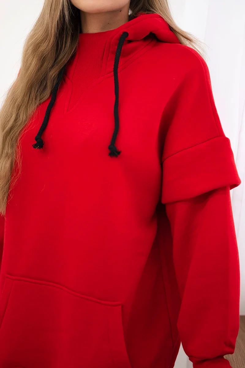 Insulated turtleneck sweatshirt red