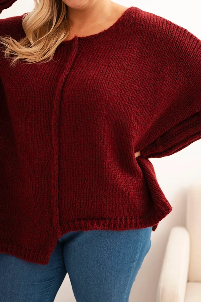 Kesi Włoski Dámsky sveter Plus Size z akrylom s voľným strihom a rukávom 3/4 fango