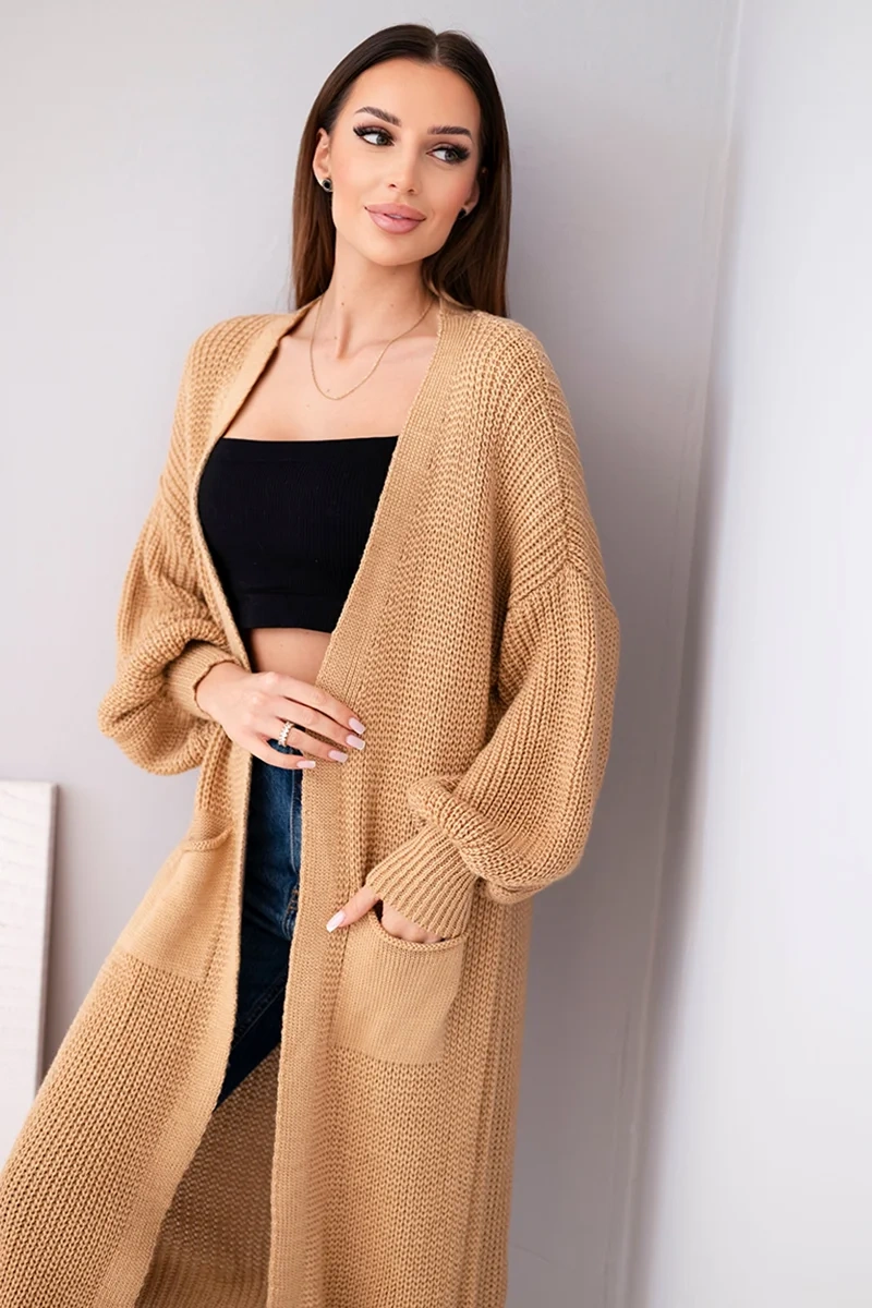 Long cardigan camel sweater