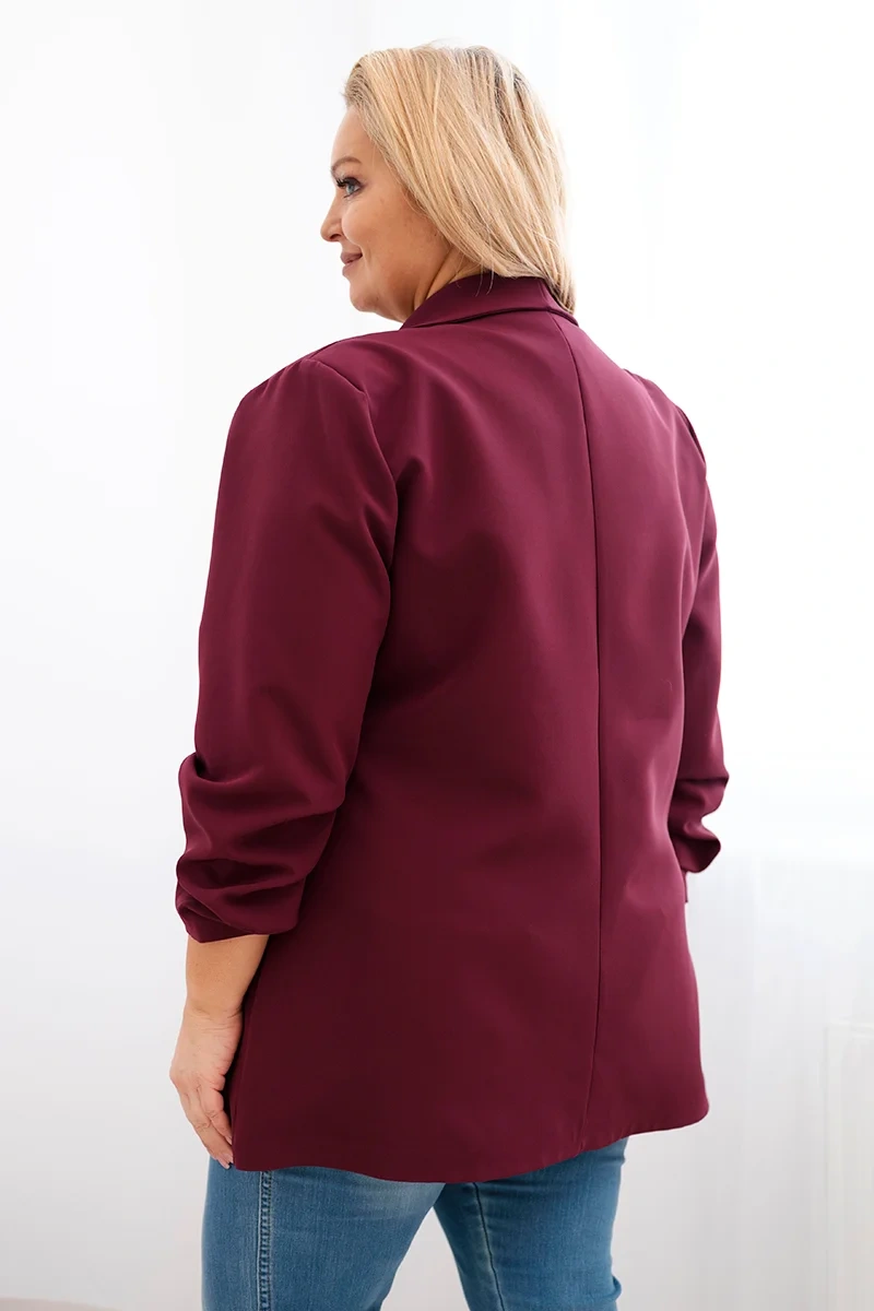 Elegantný plus size dámsky sako v slivkovej farbe