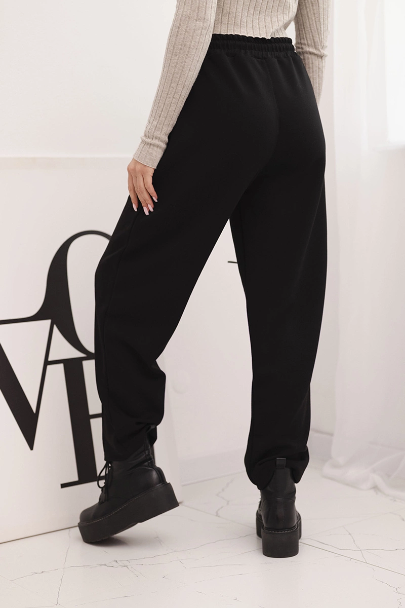 Kesi Włoski Elegant women's high-waisted trousers with a waist tie black