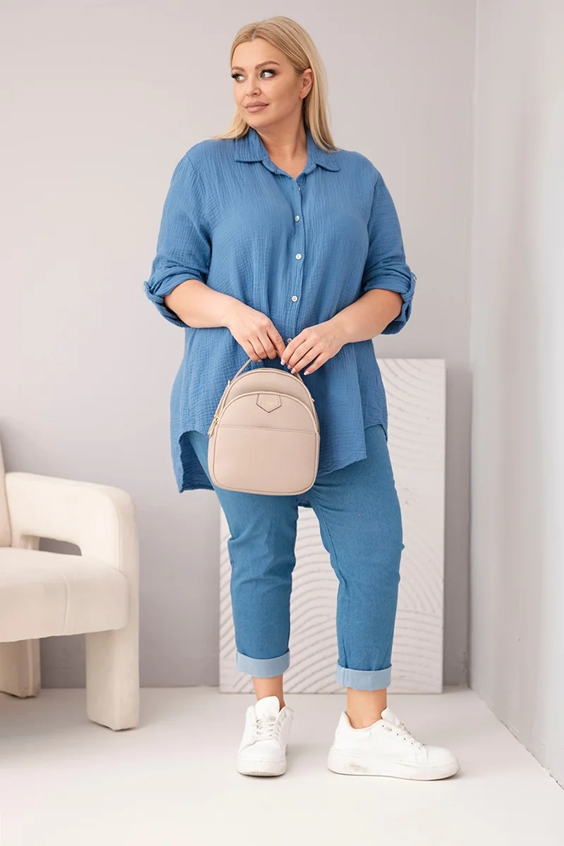 Kesi Włoski Bavlnená mušelínová košeľa Denim