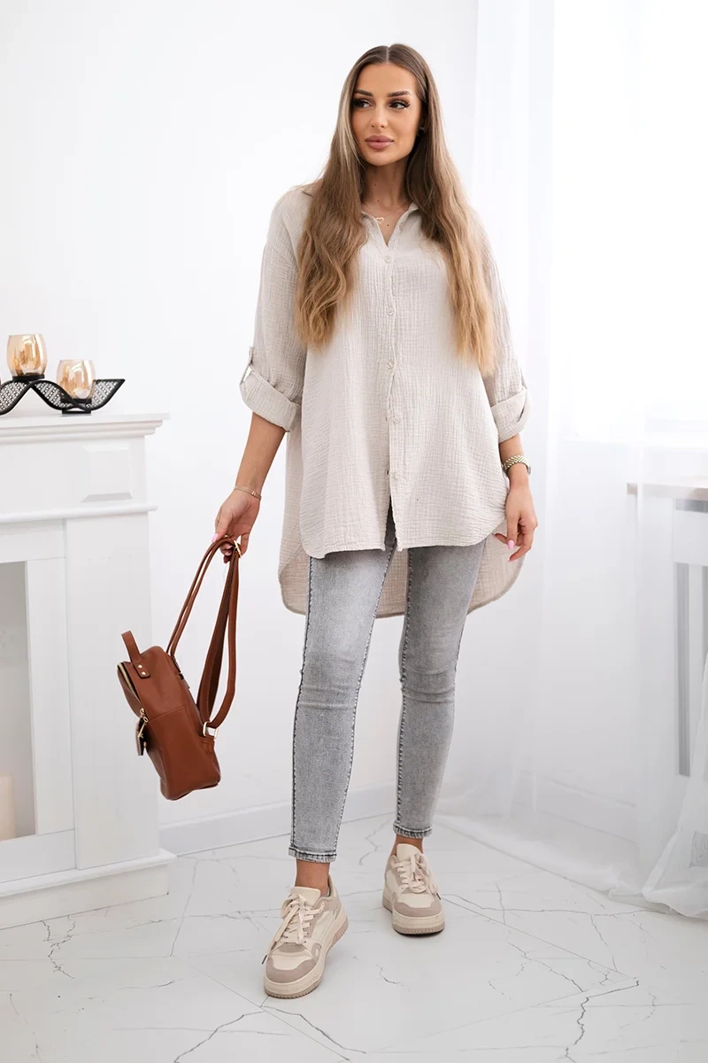 Kesi Włoski Cotton muslin shirt beige
