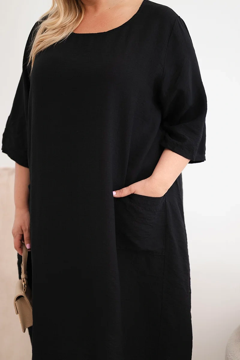 Kesi Włoski dámske šaty plus size s vreckami