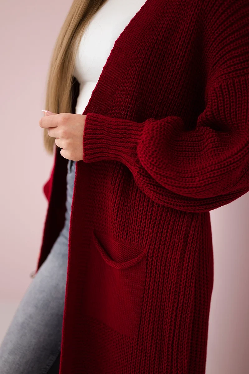 Włoski Sweater long cardigan burgundy