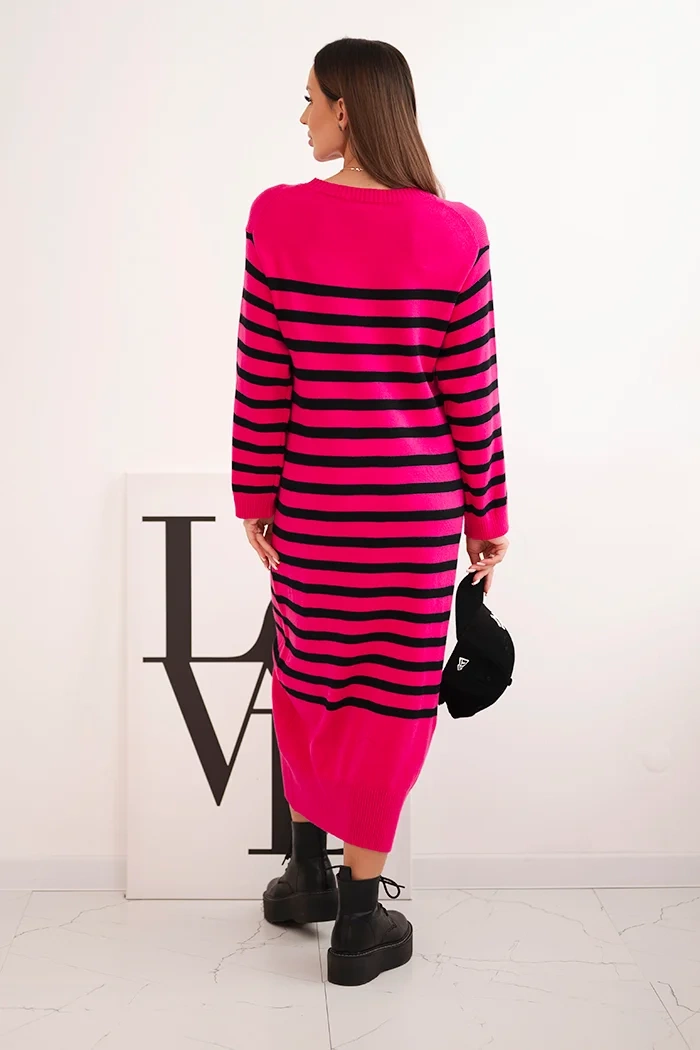 Kesi Włoski Women's striped sweater dress pink