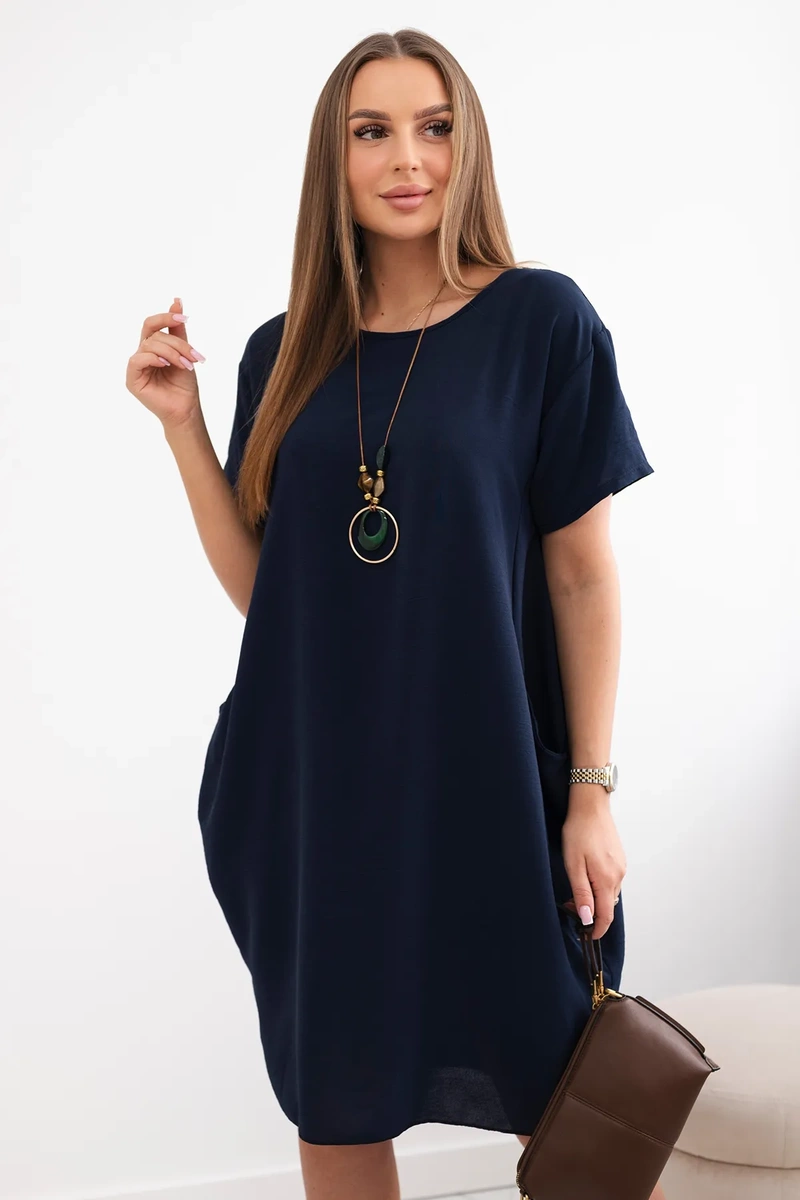 Kesi Włoski Dress with pockets and pendant navy blue