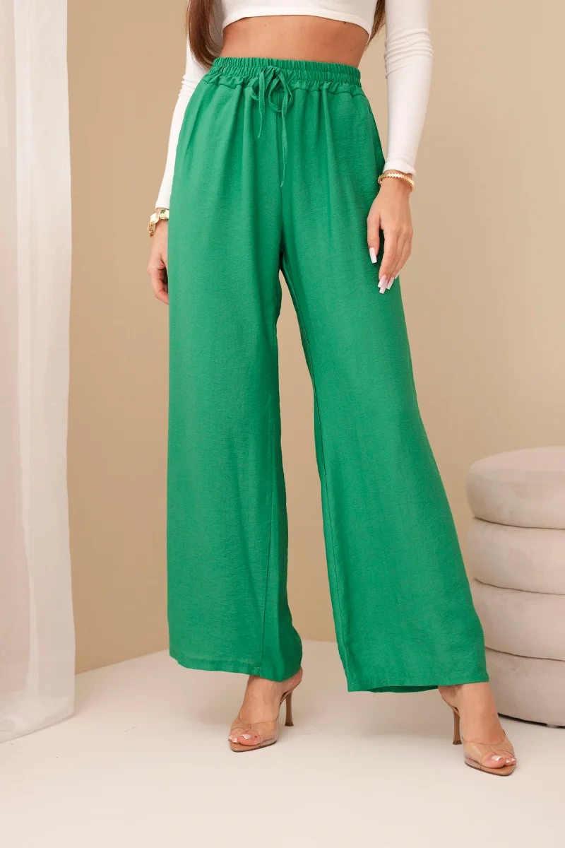 Viscose wide green trousers