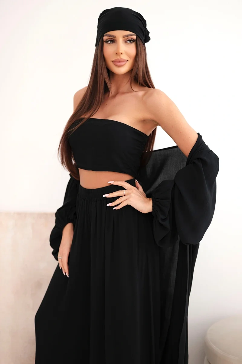 Дамски комплект от 4 части Kesi Włoski в бохо стил, черен