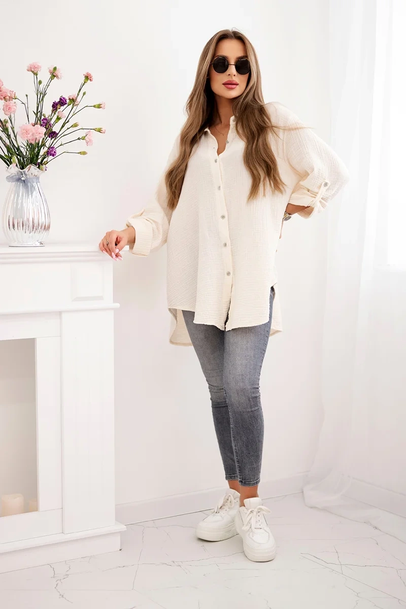 Kesi Włoski Cotton muslin shirt beige