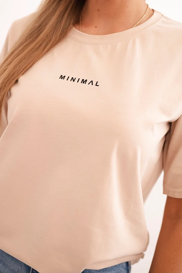 Polski Women's cotton blouse with Minimal print beige