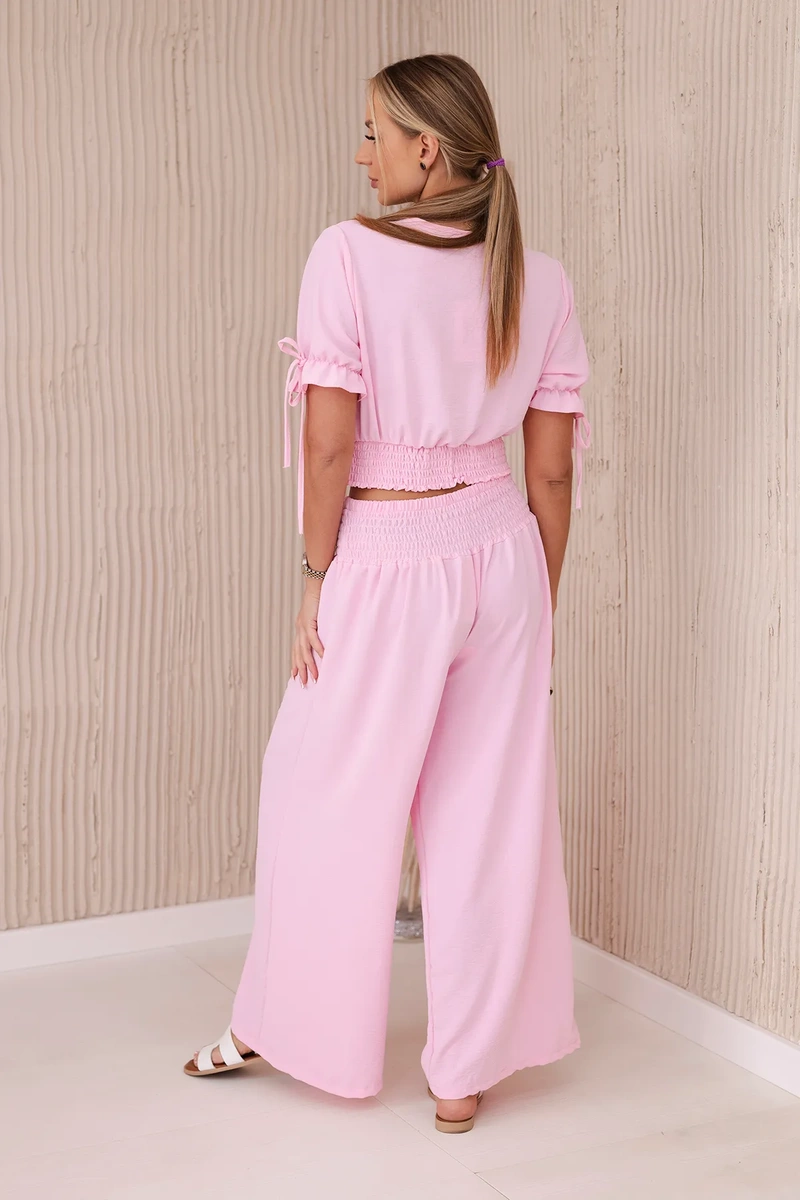Women's set blouse + trousers - light pink