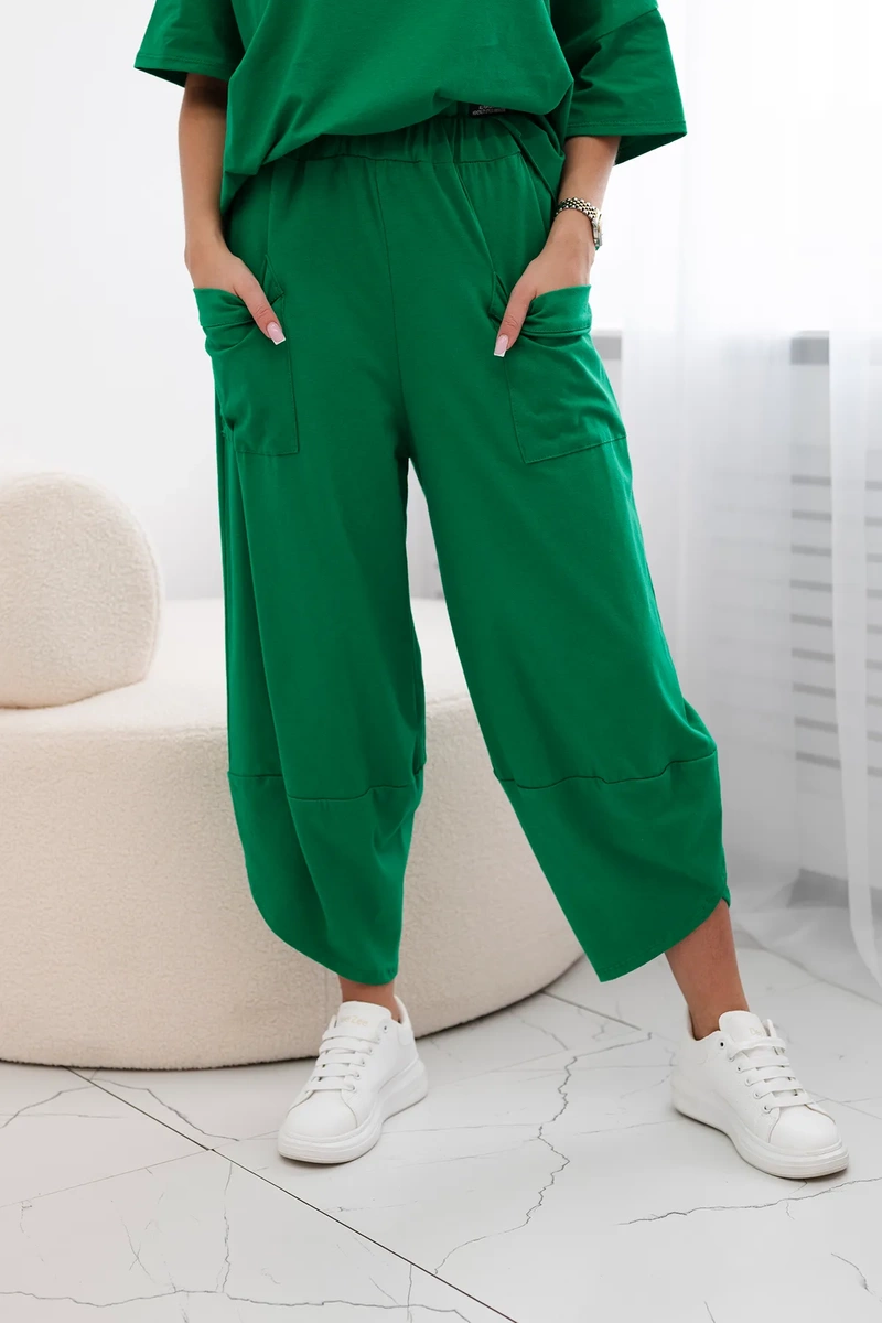 Kesi Włoski Cotton set blouse + trousers green