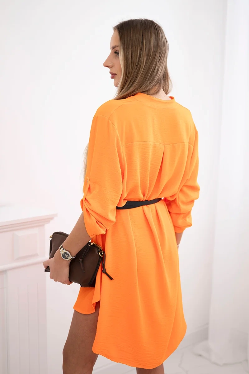 Kesi Włoski Dress with longer back and belt orange