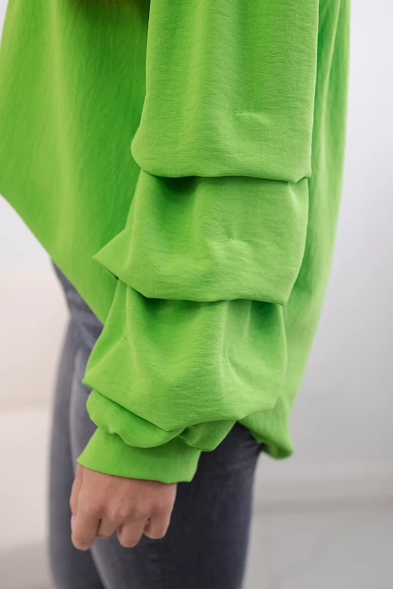 Spanish blouse with decorative sleeves bright green