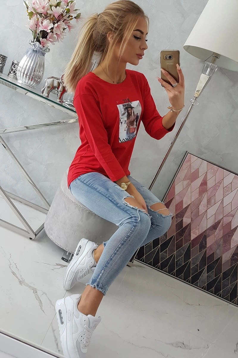 Blouse with Original print red