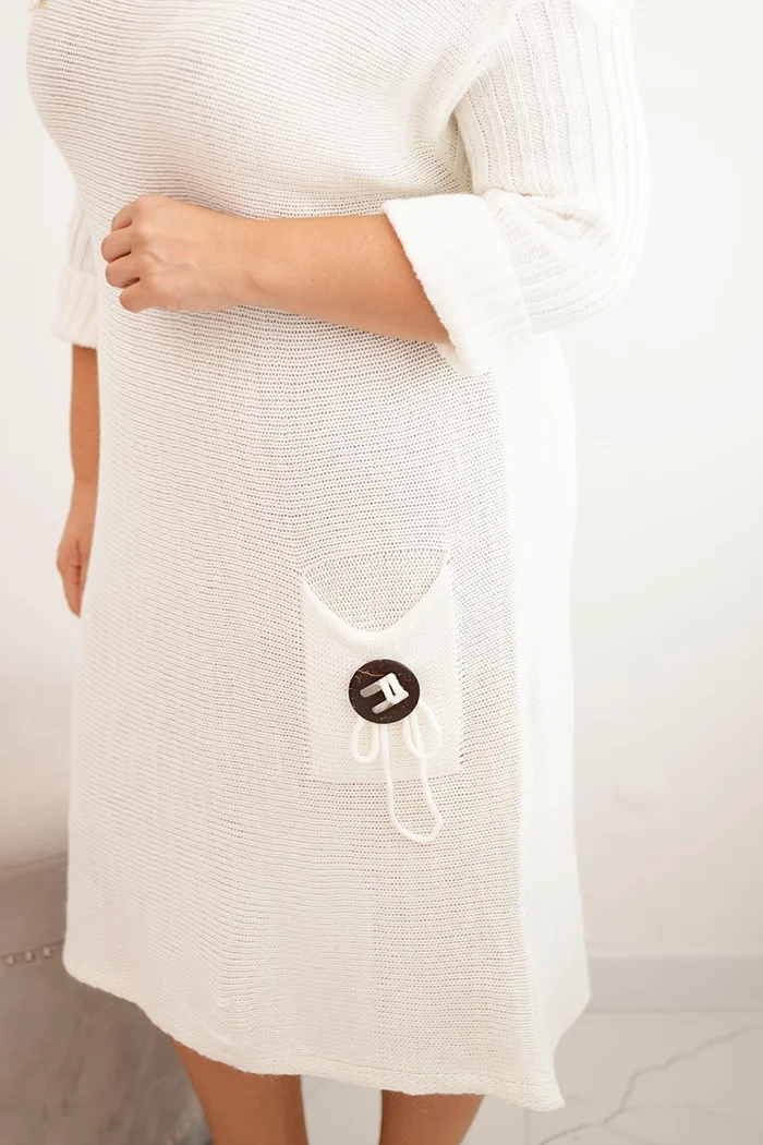 Kesi Włoski Plus Size women's oversized mohair sweater dress with pocket ecru