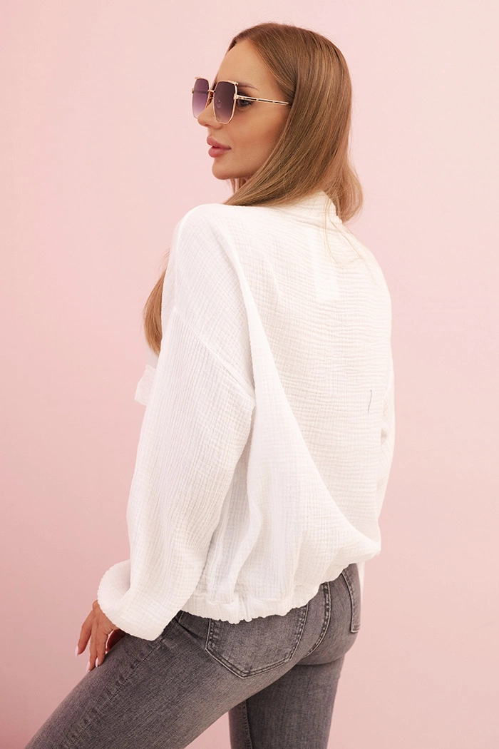 Kesi Włoski Women's muslin shirt with long sleeves white