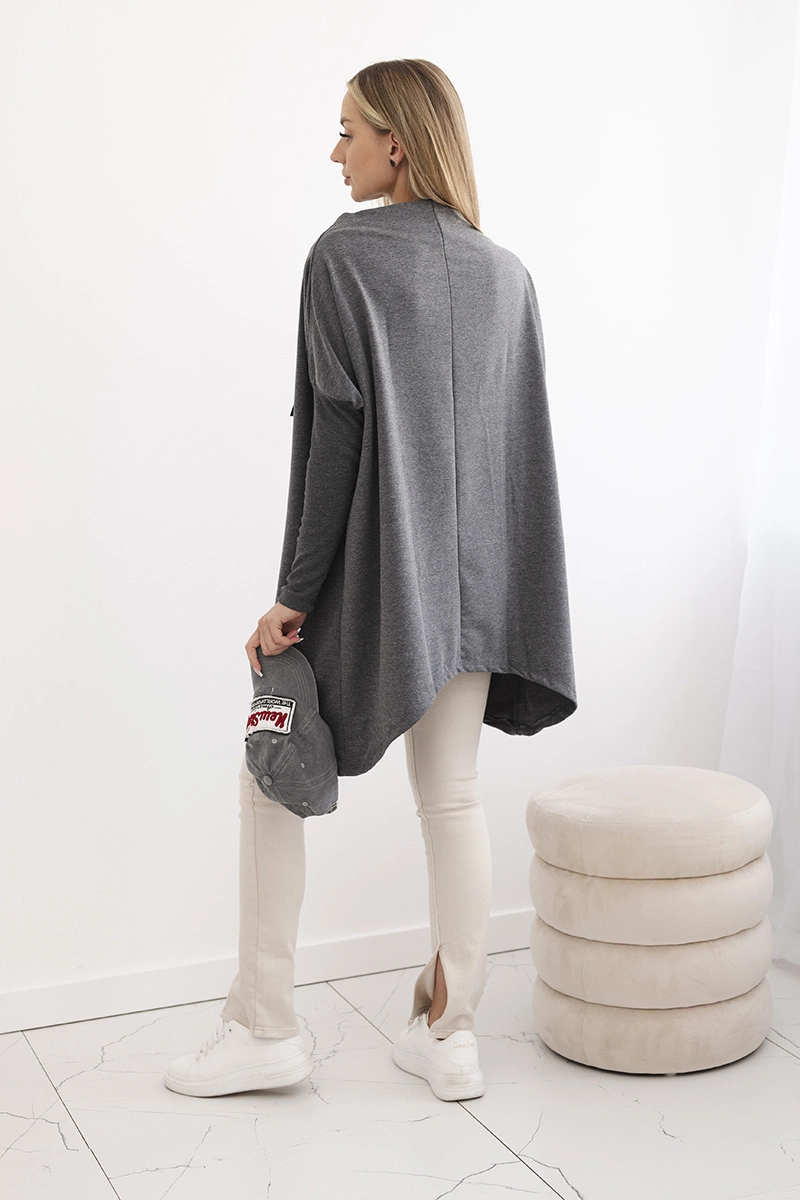 Oversized sweatshirt with asymmetrical graphite sides