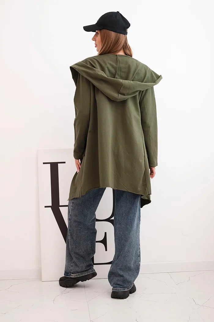 Cape with loose khaki hood