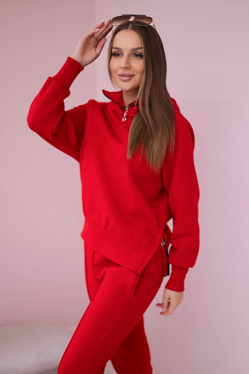 Insulated turtleneck and hood set in red
