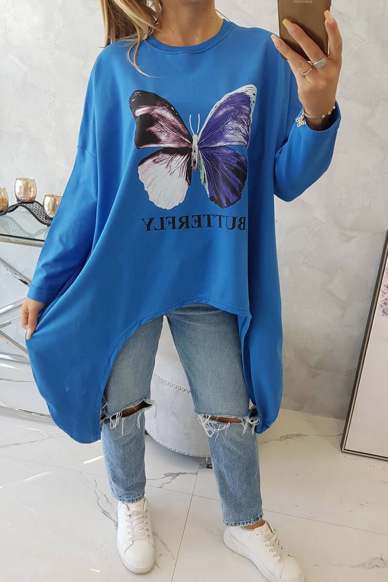 Blouse with oversize print purple blue