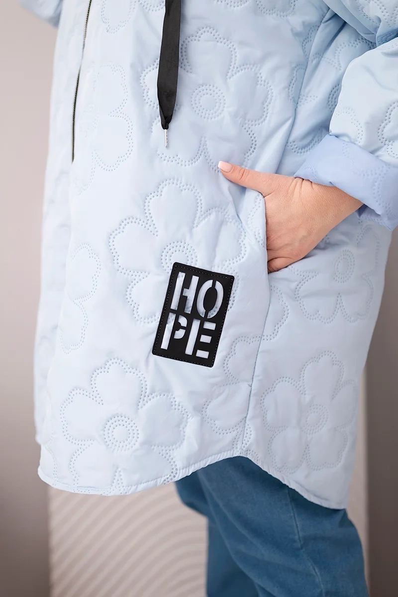 Kesi Plus Size prešívaná bunda s kapucňou HOPE modrá