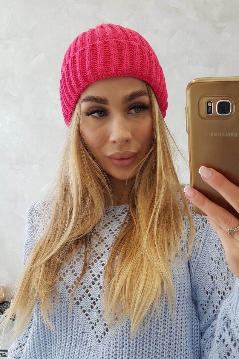 marka niezdefiniowana Cap with turn up Magda K293 fuchsia