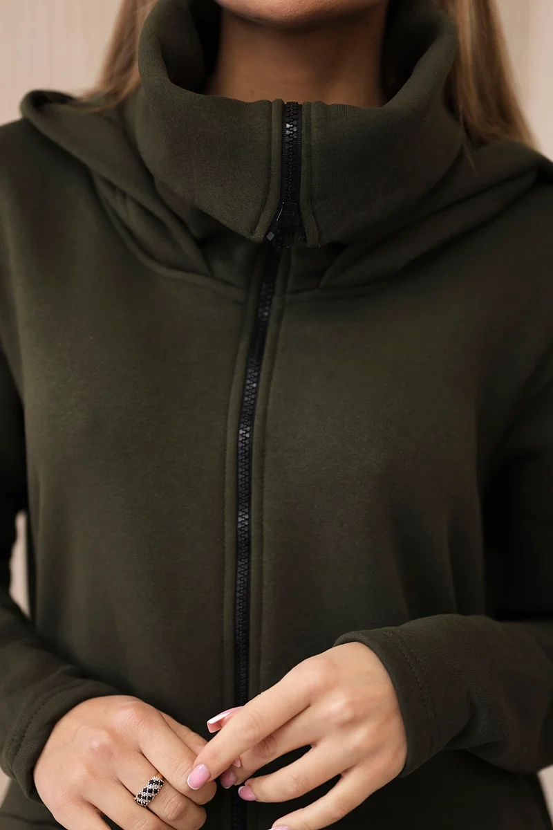 Insulated dress with longer khaki sides