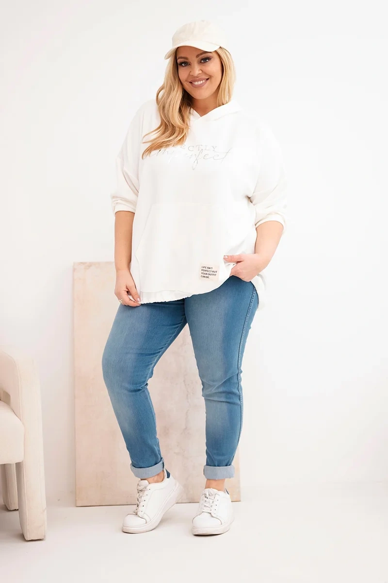 Dámska plus size mikina s potlačou ecru